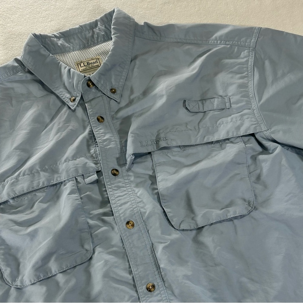 LL Bean Men’s Blue 2XL Tropicwear Vented Fishing Short Sleeve Button‎ Down Shirt